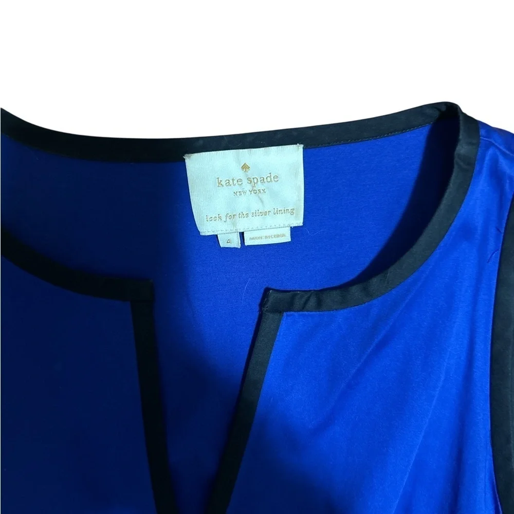 Kate Spade Cobalt Blue Colorblock Dress Sleeveless Fit Flare Size 4